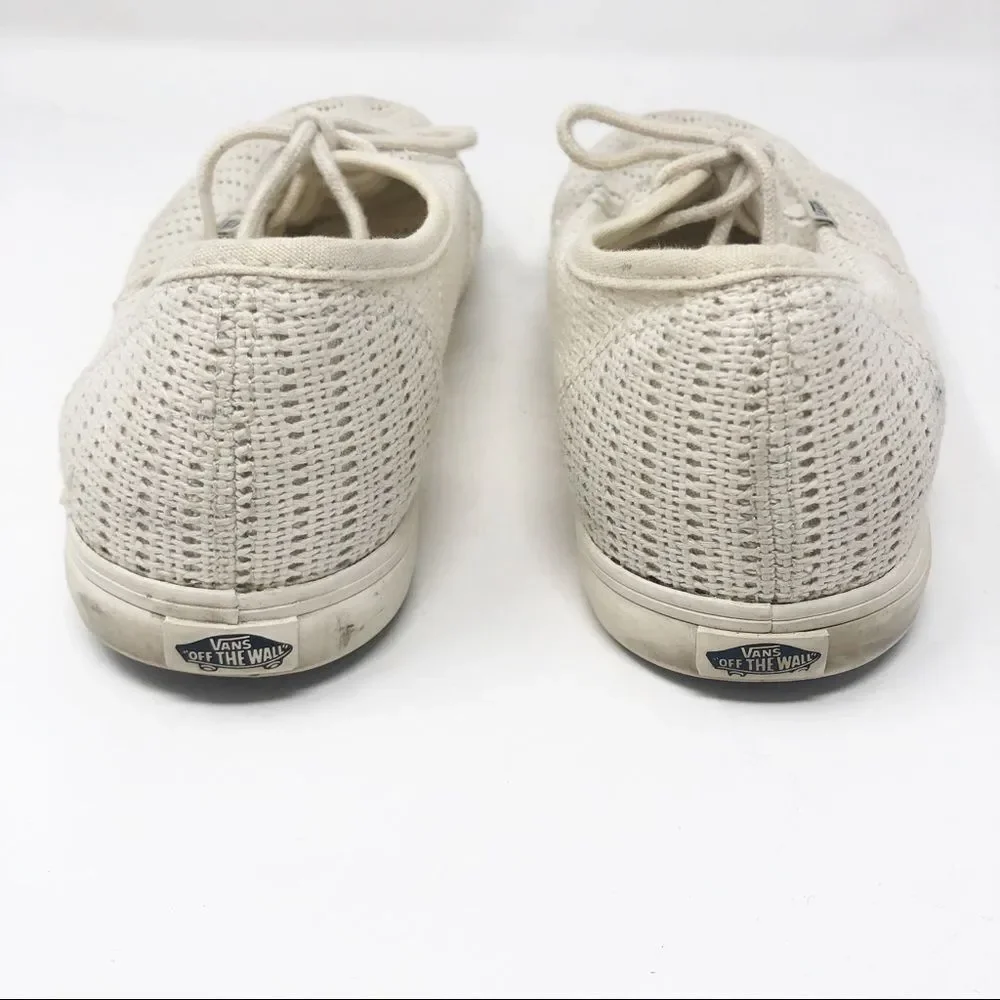VANS | Cream Ivory Knit Lace Up Tie Sneakers Tennis Shoes Women’s Size 8 - Picture 6 of 13